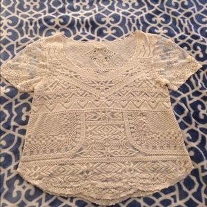 Anthropologie White Lace Shirt Size L